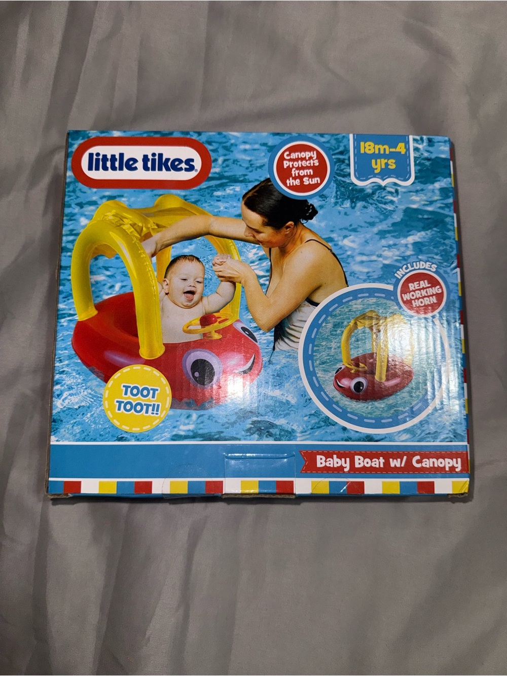 New in box | Little Tikes Red and Yellow Baby Boat with Canopy - pool floaty
